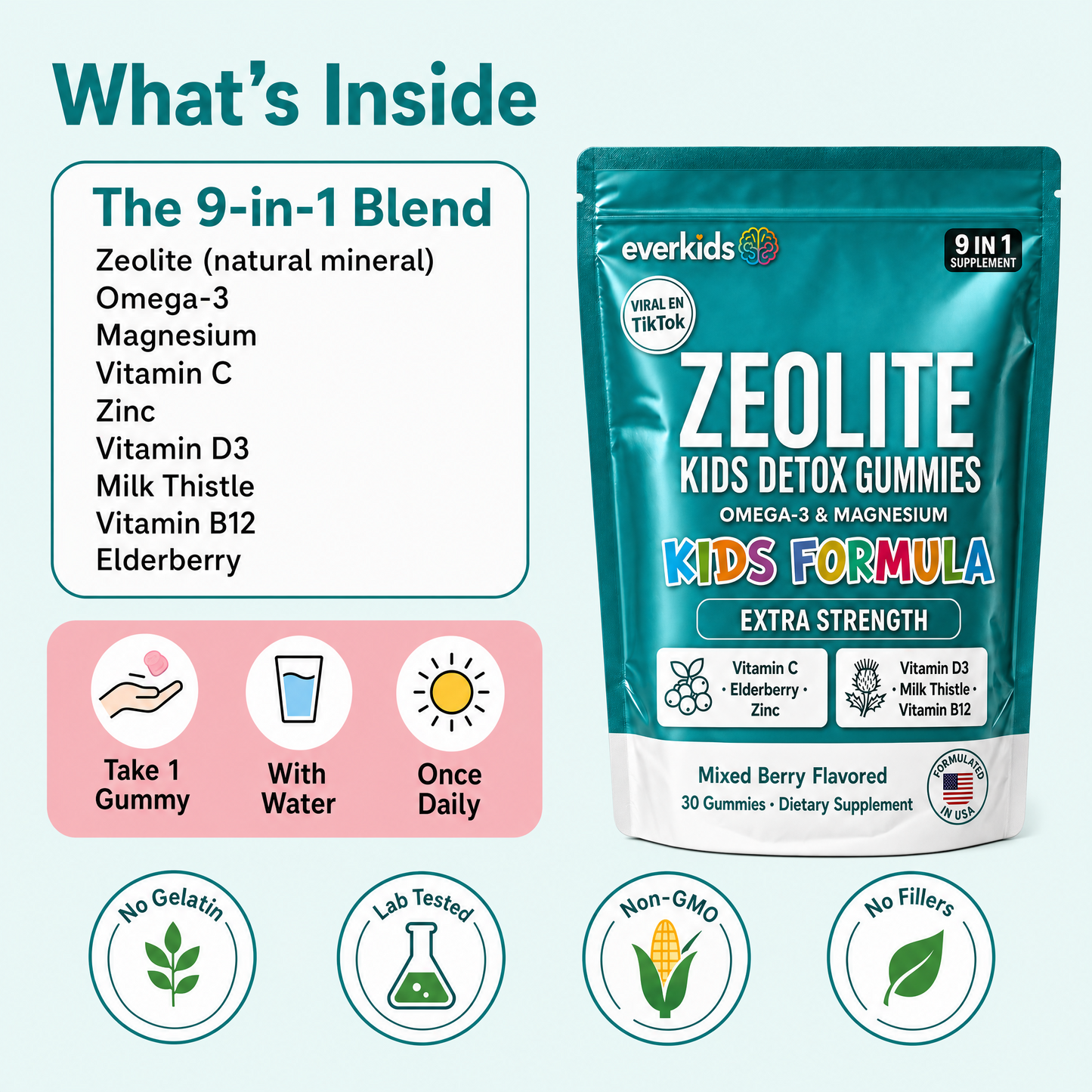 Zeolite Detox Gummies – Plant-Based Gelatin